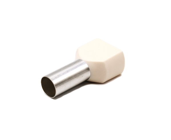 Hilpress Doppel - Aderendhülsen 2x 10 mm² isoliert elfenbein Hülse 14 mm Kupfer verzinnt 2x10,0N 100 Stück